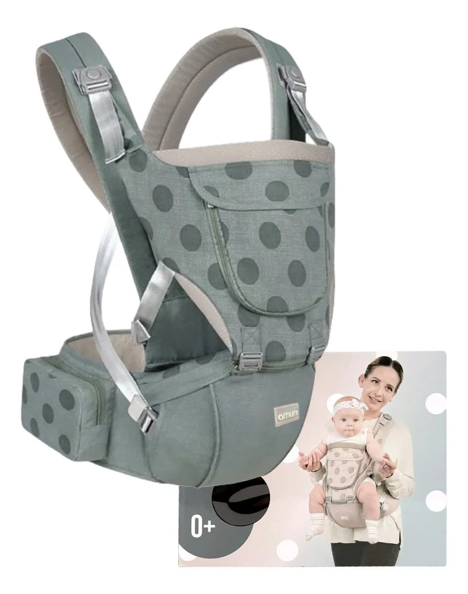 Mochila Canguro Porta Bebé Ergonómica Lumbar Bebes 3 En 1 Verde