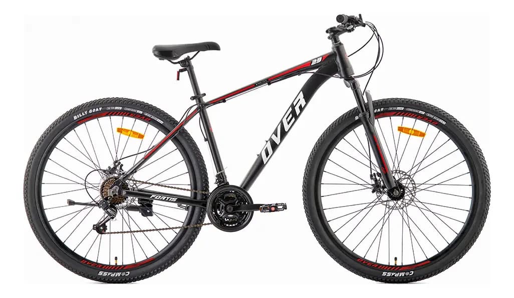 Bicicleta Mtb Overtech Fortis R29 Aluminio Full Shimano, 21 Velocidades, Freno A Disco, Con Suspensión, Color Negro/Rojo/Blanco, Tamaño Del Cuadro L