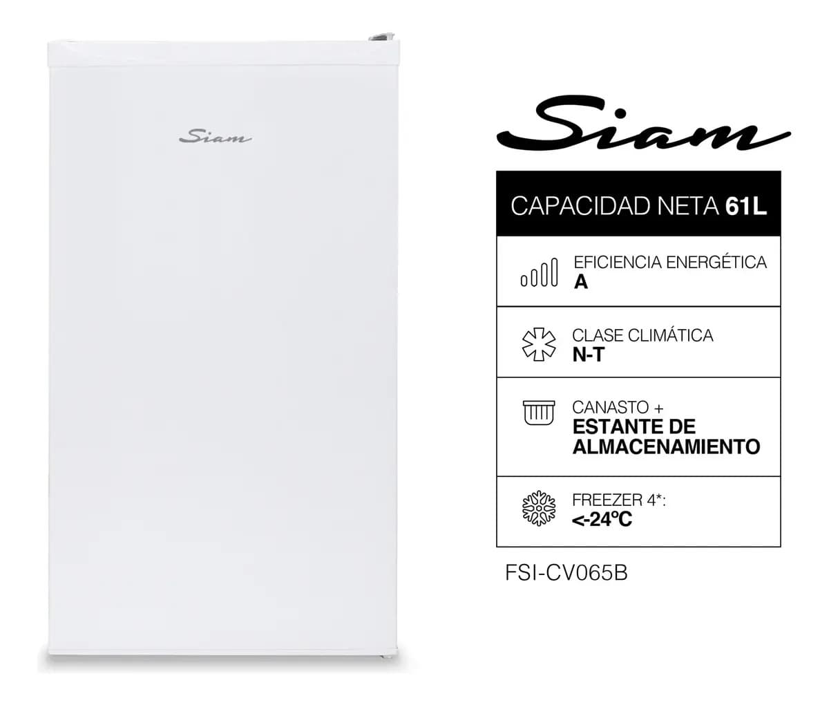 Freezer Vertical Siam Fsi-cv065b 65 Litros Blanco