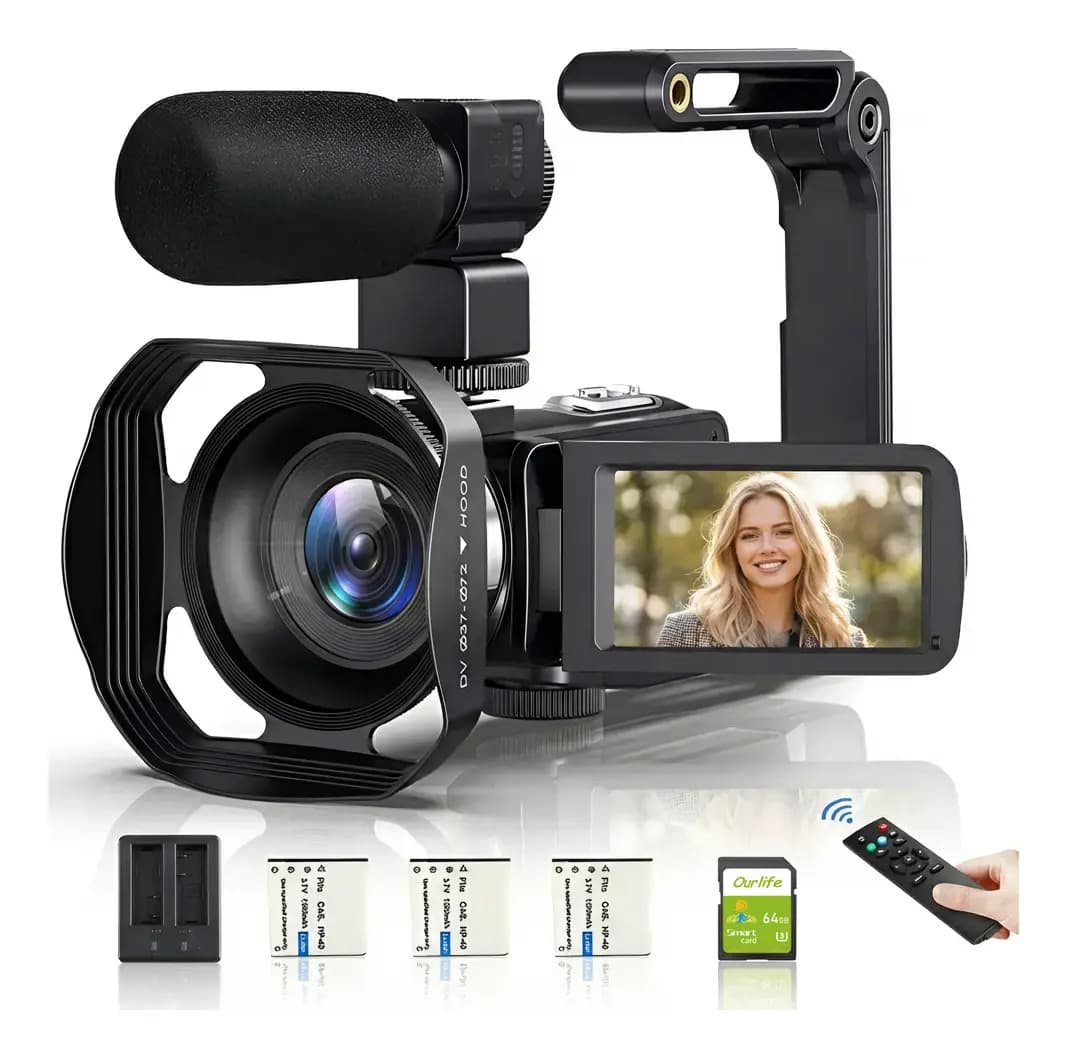 Filmadora 8K Ourlife 258KM Videocamara 16X Zoom Soporta WiFi y App con 3 Baterías y Cargador Dual