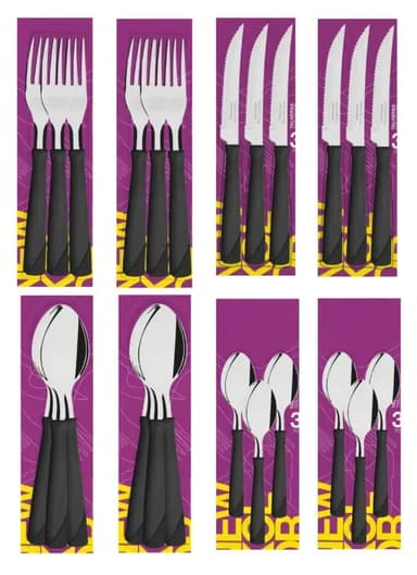 Set De Cubiertos Tramontina New Kolor Con Cucharas X 48 Negro