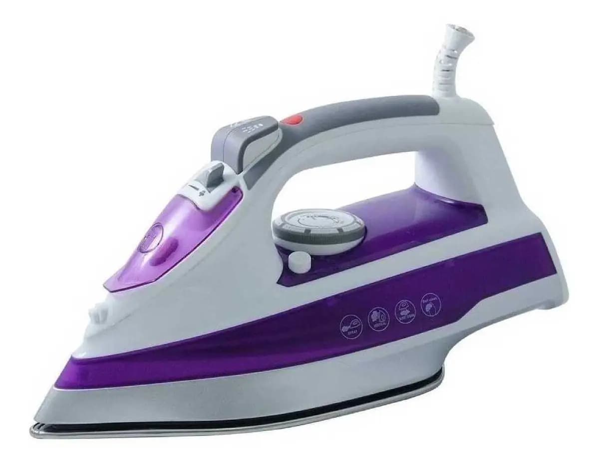 Plancha a vapor Winco W34 color violeta con suela antiadherente