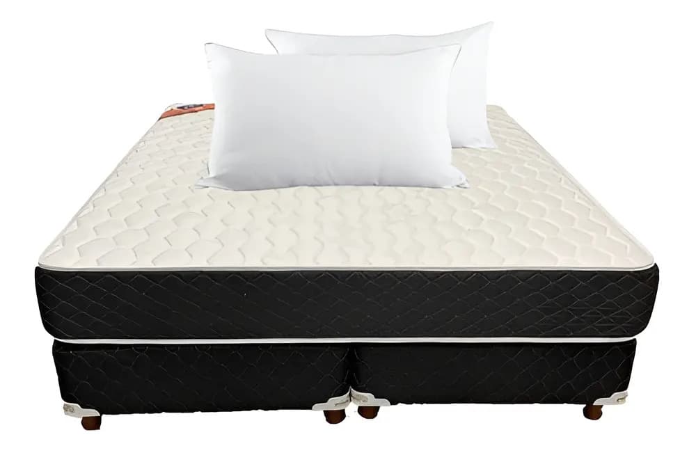 Combo Sommier Piero Foam 190 X 160 Queen + 2 Almohadas. Color Gris