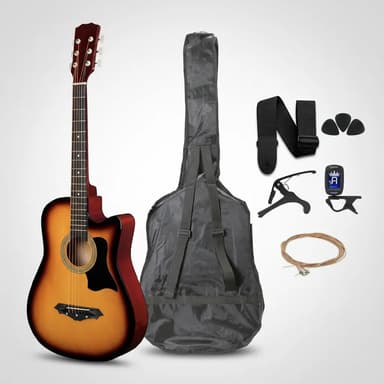 Guitarra Acústica AG002 Naranja Arce Brillante Con Accesorios Para Diestros