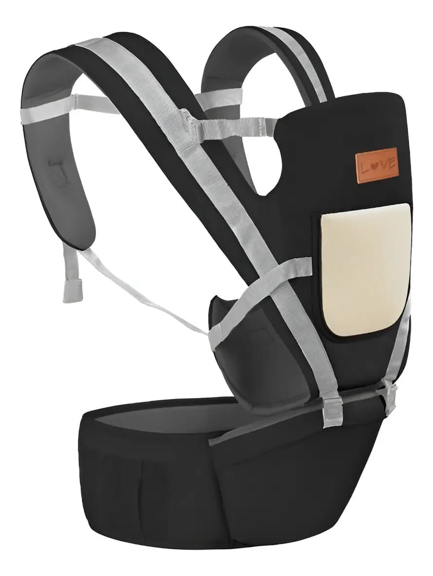 Mochila Porta Bebe Love 4009 De 4 Meses A 15kg 8en1 Hip Seat Color Negro Y Blanco