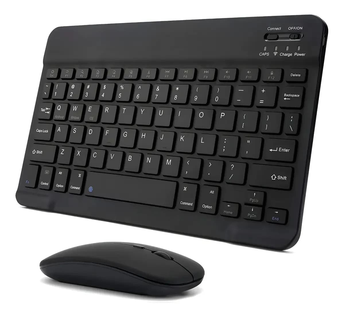 Kit Teclado + Mouse Bluetooth Inalámbrico Multiple Dispositivos Negro