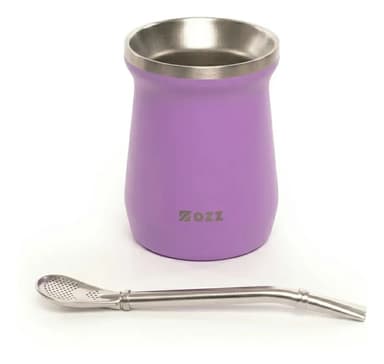 Mate Térmico De Acero Inox. Doble Pared Y Bombilla - 160 Ml Color Lila 160ml