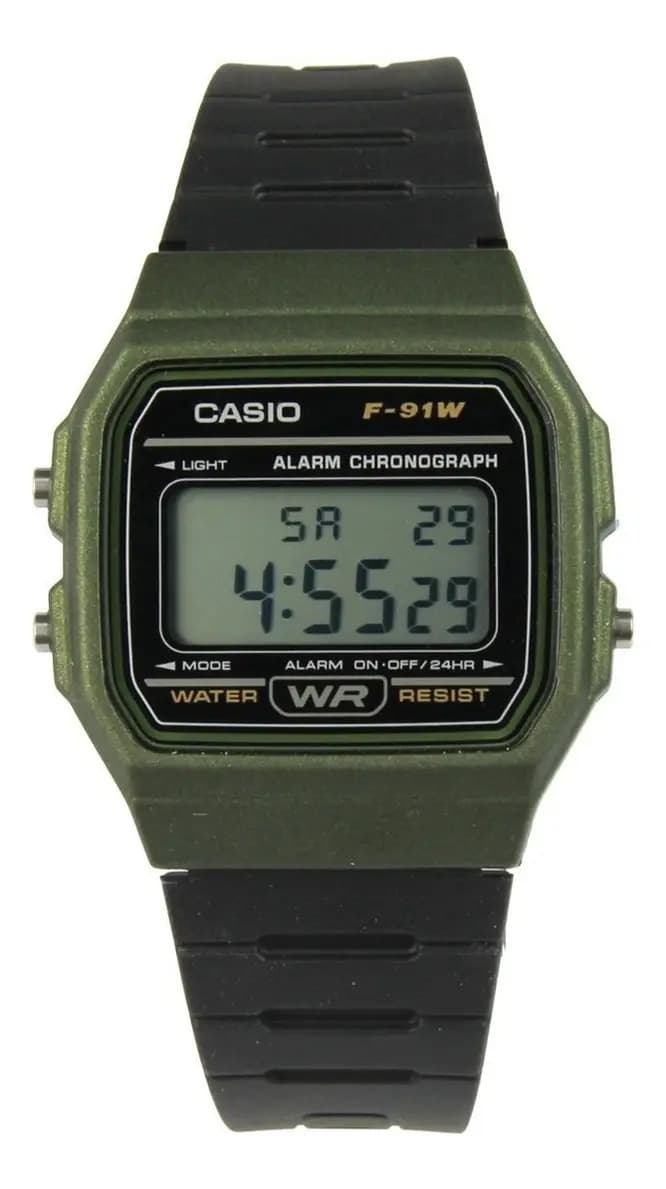 Reloj pulsera Casio Collection F-91 3A de cuerpo color verde
