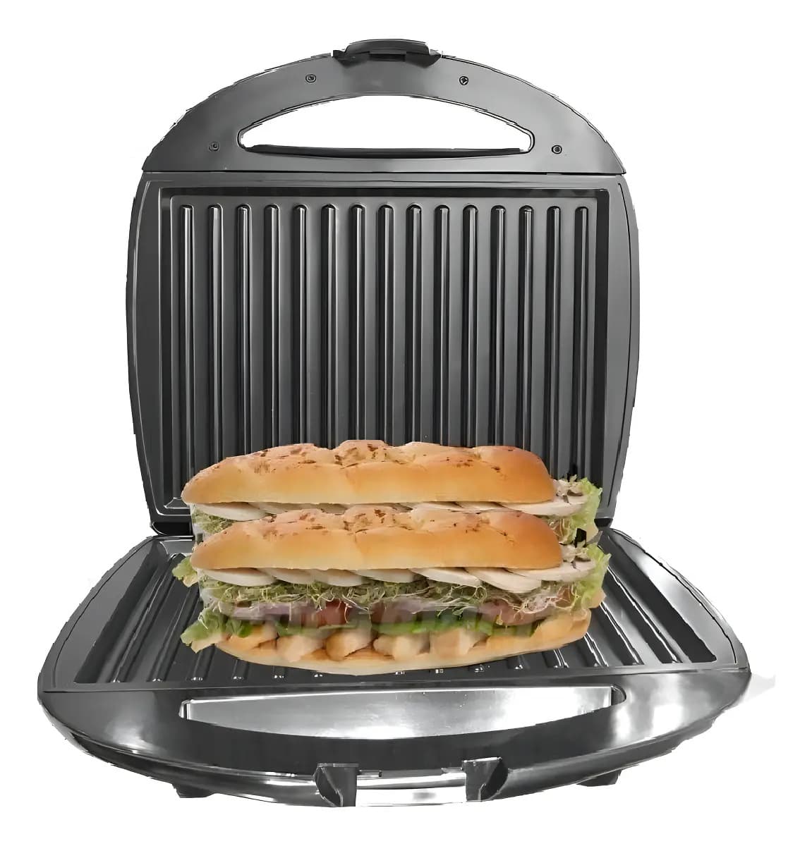 Sandwichera Tostadora Electrica Paninis Doble Winco W-018 Color Plateado