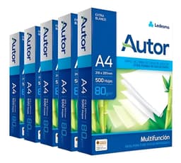 Autor A4 multifunción de 500 hojas de 80g color blanco de 5 unidades por pack