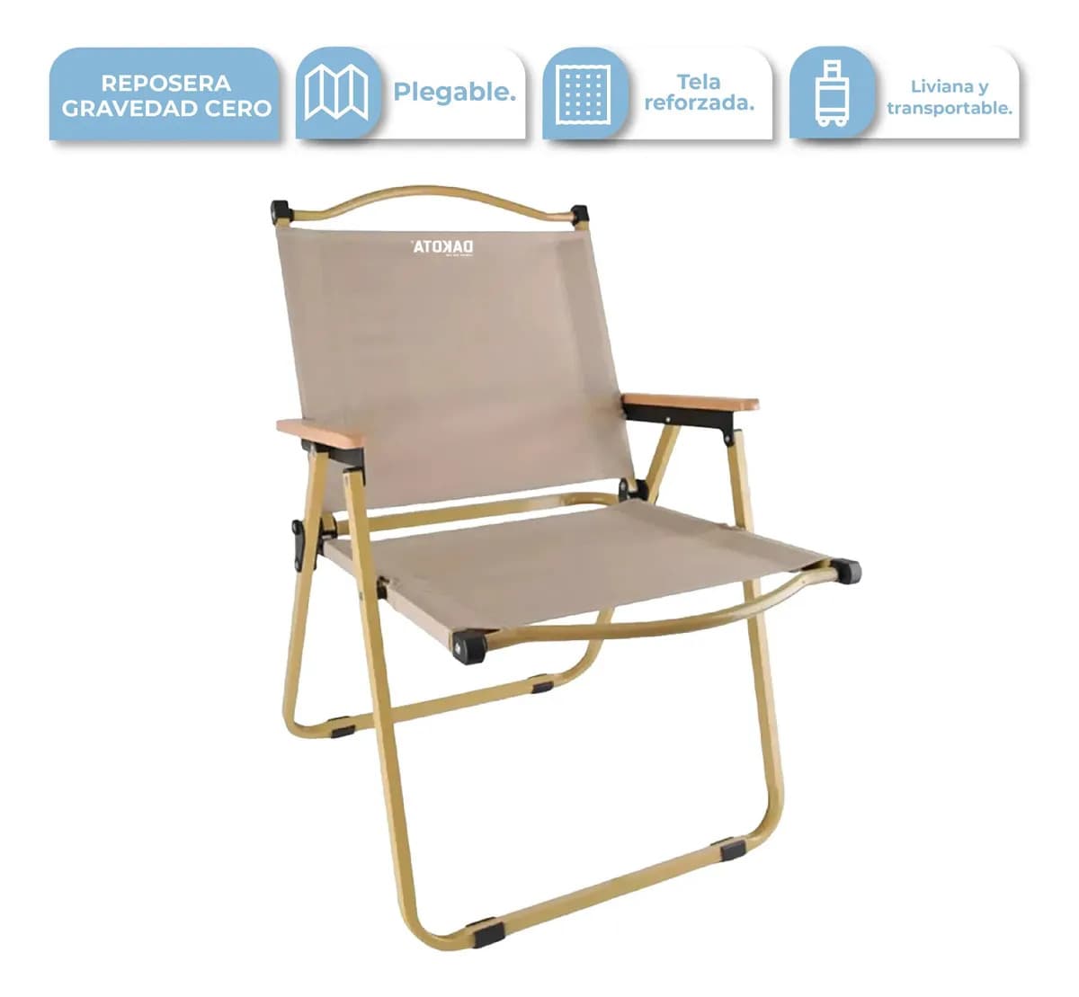 Reposera Gravedad Cero Dakota Acero Playa Soporte Camping Plegable color beige SIF 78