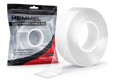 Cinta Doble Faz Hemmel Transparente Nano 10 Metros Largo x 2.5 cm Ancho
