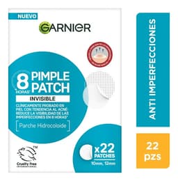 Garnier Pimple Patch Invisible, Parches Hidrocoloides Para Acné, Reduce Imperfecciones En 8 Horas, Clínicamente Probado, Tecnología Coreana, Vegano, Cruelty Free, 22 Piezas