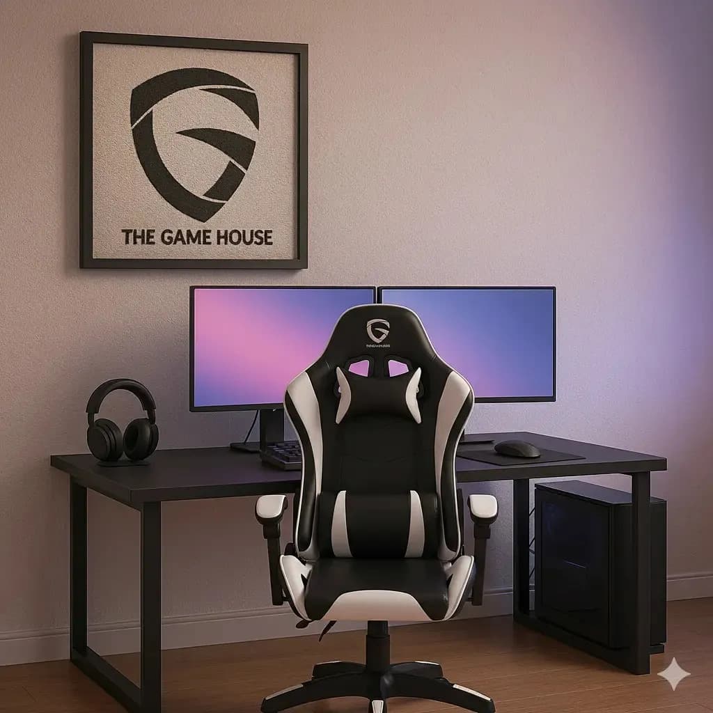 Silla Gamer Ergonomica Sillon Pc Escritorio Estudio Oficina Respaldo Reclinable Altura Ajustable Asiento Alta Densidad Color Blanco Tapizado Cuero Sintético Reforzada The Game House 120kg Giratoria