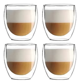 Set X4 Tazas Café Pocillos Vaso Doble Pared Termico Frio Calor Vidrio Borosilicato Levys Bazar 250ml