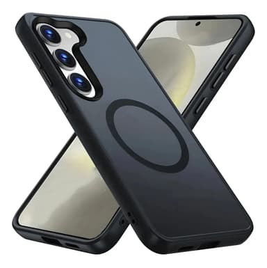 Funda Silicona Magnetica Norcel Para Samsung Galaxy S25 Color Negro Resistente Suave Al Tacto Compatible Con Magsafe Bordes Reforzados