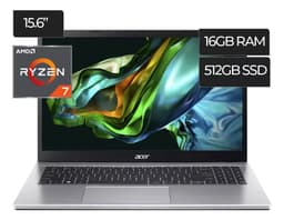 Notebook Acer Aspire 3 Ryzen 7 7730u 16gb Ram 512gb Ssd Pantalla 15.6 Full Hd Windows 11 Home Color Plateado