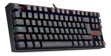 Teclado gamer Redragon Kumara K552 QWERTY Red español latinoamérica color negro con luz rainbow