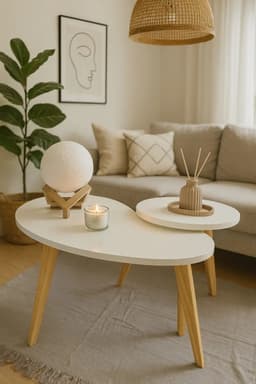 Set Mesas Ratonas Nordicas Boomerang Blanco