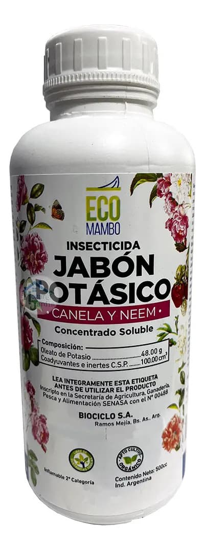 Insecticida Jabón Potásico Con Canela Y Neem Ecomambo® 500cc