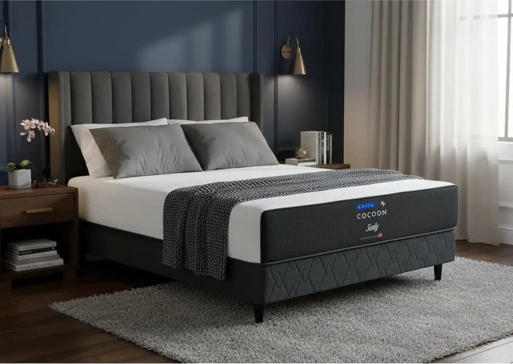 Sommier Y Colchon 2 Plazas (140x190) Cocoon Chill Box Somun Color Blanco