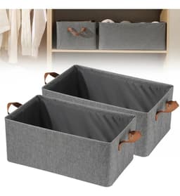X2 Organizador Canasto Caja De Tela Plegable Estructura Metalica Ideal Para Ropa Toallas Juguetes Placard Estantes Alacena Dormitorio Practico Resistente Facil De Guardar Y Transportar Levys Bazar
