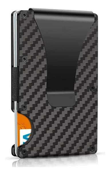 Billetera Tarjetero Fibra Carbono Clip Anti Robo Urbano Color Negro Marca Raitot