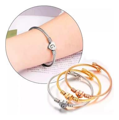 Pulsera Mujer Corazon Acero Quirúrgico Grabado Personalizado Dorado 0 Cm