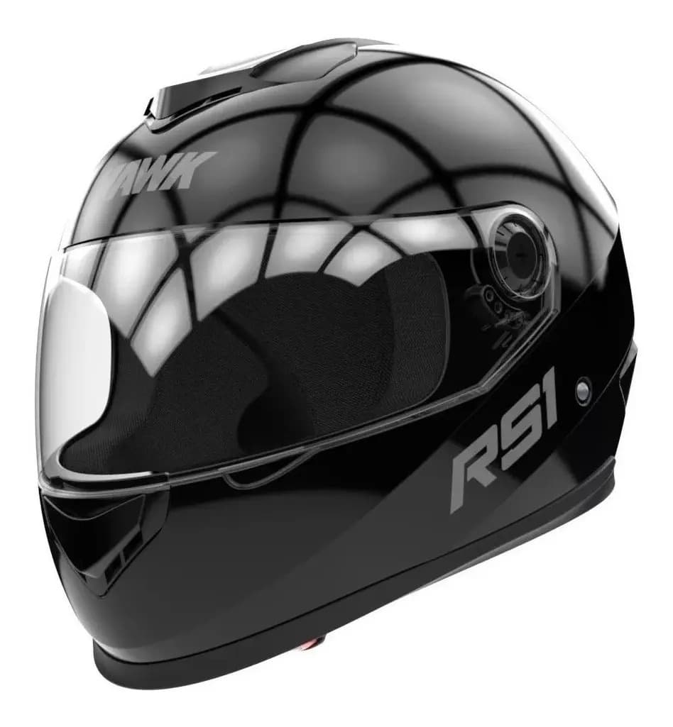 Casco para moto integral Hawk Integral RS1 negro brillante talle S