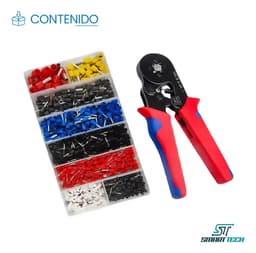 Kit Pinza Crimpeadora Terminales Tubular Puntera Cable Smart Tech Rojo