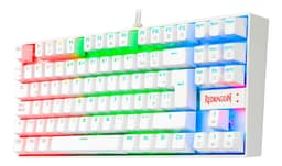 Teclado Gamer Redragon Kumara K552 QWERTY Español Latinoamérica Color Blanco con Luz RGB