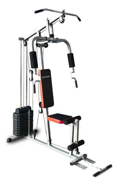 Multigimnasio Ranbak 602 Residencial Carga 44.5kg Estructura Plateado Tapizado Negro