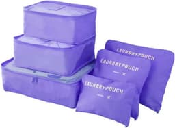 Organizador Equipaje x6 De Viaje Valija Set Kit Estuche Ropa Neceser Bolsas Impermeable Con Cierre Color Violeta Levys Bazar