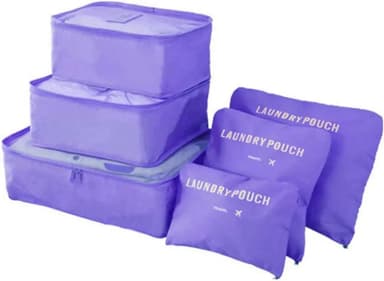 Organizador Equipaje x6 De Viaje Valija Set Kit Estuche Ropa Neceser Bolsas Impermeable Con Cierre Color Violeta Levys Bazar