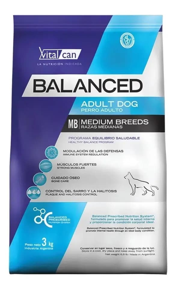 Alimento Seco Vitalcan Balanced para Perro Adulto Mediano Mix 20 kg