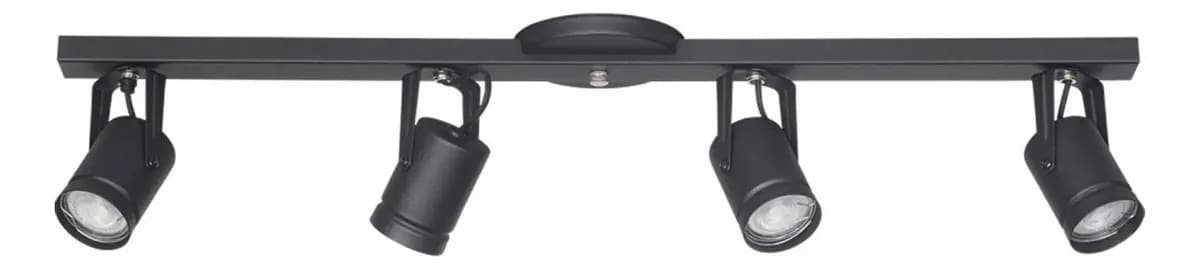Spot Aplique Barral Slim Para 4 Luces Dicro Gu10 Direccionables Color Negro Ferrolux S-4900N/T