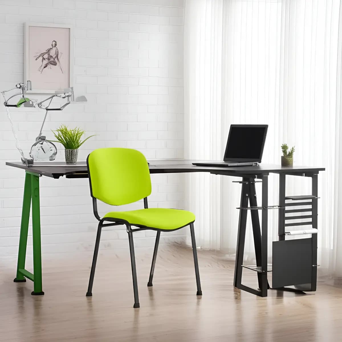 Silla de visita Rastasabalero Sillas SAPT verde manzana tapizada cuero