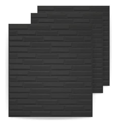 20 Placas Revestimiento Pared Autoadhesiva 3d Subway Rustico Color Negro Diagonal (10.8m2)