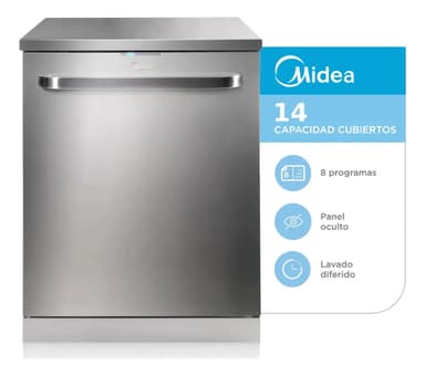 Lavavajillas Midea Inox 14 Cubiertos Color Acero inoxidable