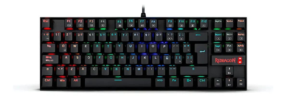Teclado Redragon Kumara QWERTY Outemu Blue inglés US color negro con luz RGB