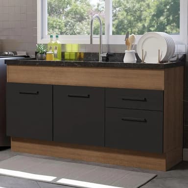 Bajo Mesada Madesa Agata 150 Cm 2 Puertas 2 Cajones / Sin bacha