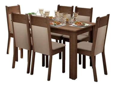 Juego De Comedor Con 6 Sillas Madesa Jaíne Diseño De La Tela Liso