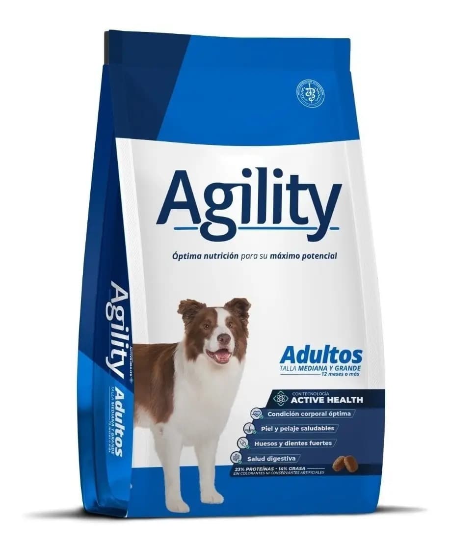 Alimento Agility adulto Active Health talla mediana y grande presentación de 20kg