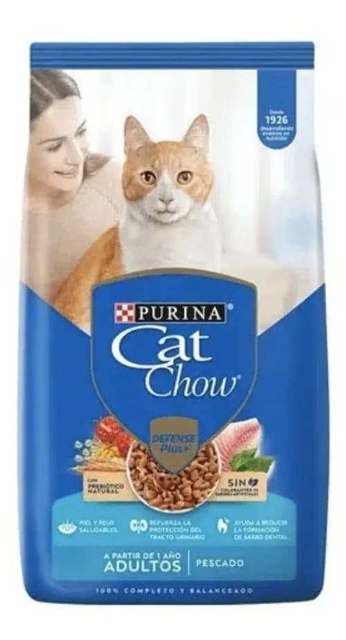 Alimento Cat Chow Defense Plus para gato Purina Cat Chow adulto para gato adulto todos los tamaños sabor pescado de 1 kg