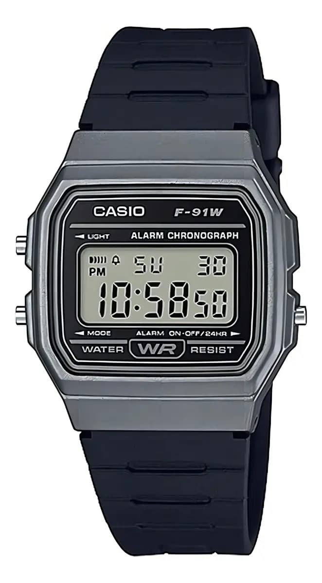 Reloj Casio Collection F-91WM-1B Color de la Correa Negro Color de la Caja Gris