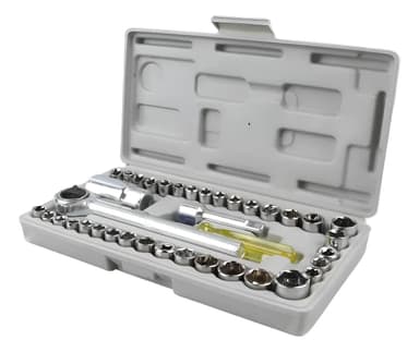 Kit Herramientas 40 Piezas Fanpro Juego Llave Tubo Estuche Gris