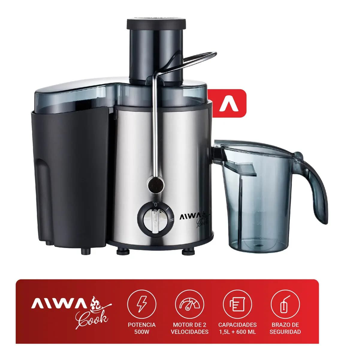 Juguera Eléctrica Aiwa 500w + Separador de Pulpa + Jarra 600 ML