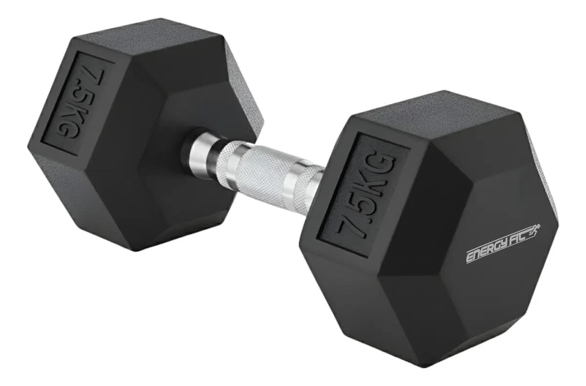 Mancuernas Hexagonales Engomadas Fundicion 7.5 Kgs X Unidad Negro