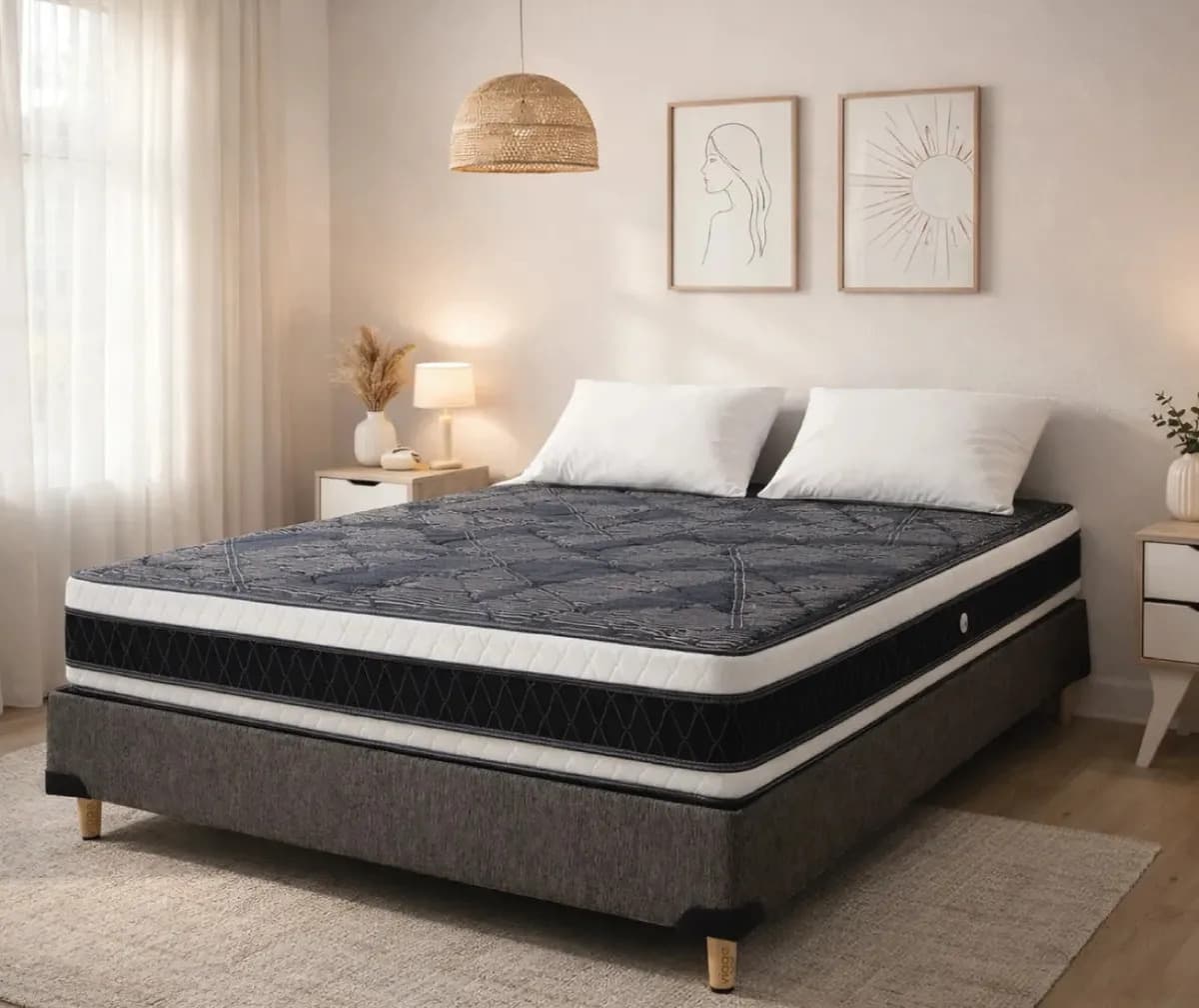 Sommier Viggo Perla 140x190 Cm Alta Densidad 300 Kg Negro