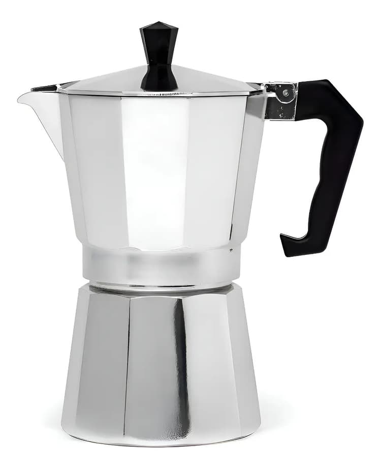 Cafetera Italiana Clasica 9 Pocillos Manual Aluminio 540ml Color Plateado